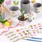Spring Garden Plastic Pot Activity Craft Kit 32 Nursery Pots with 32 Stickers 32 Plant Labels 4 Painting Tools and 1 Ribbon for Kids Flower Plant Spring Graduation DIY Crafts Painting Gardening Growing Tools